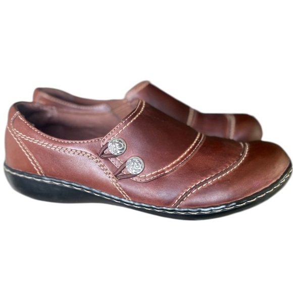 Clark’s Bendable leather loafer Brown very good condition size 9 ladies - Picture 1 of 12